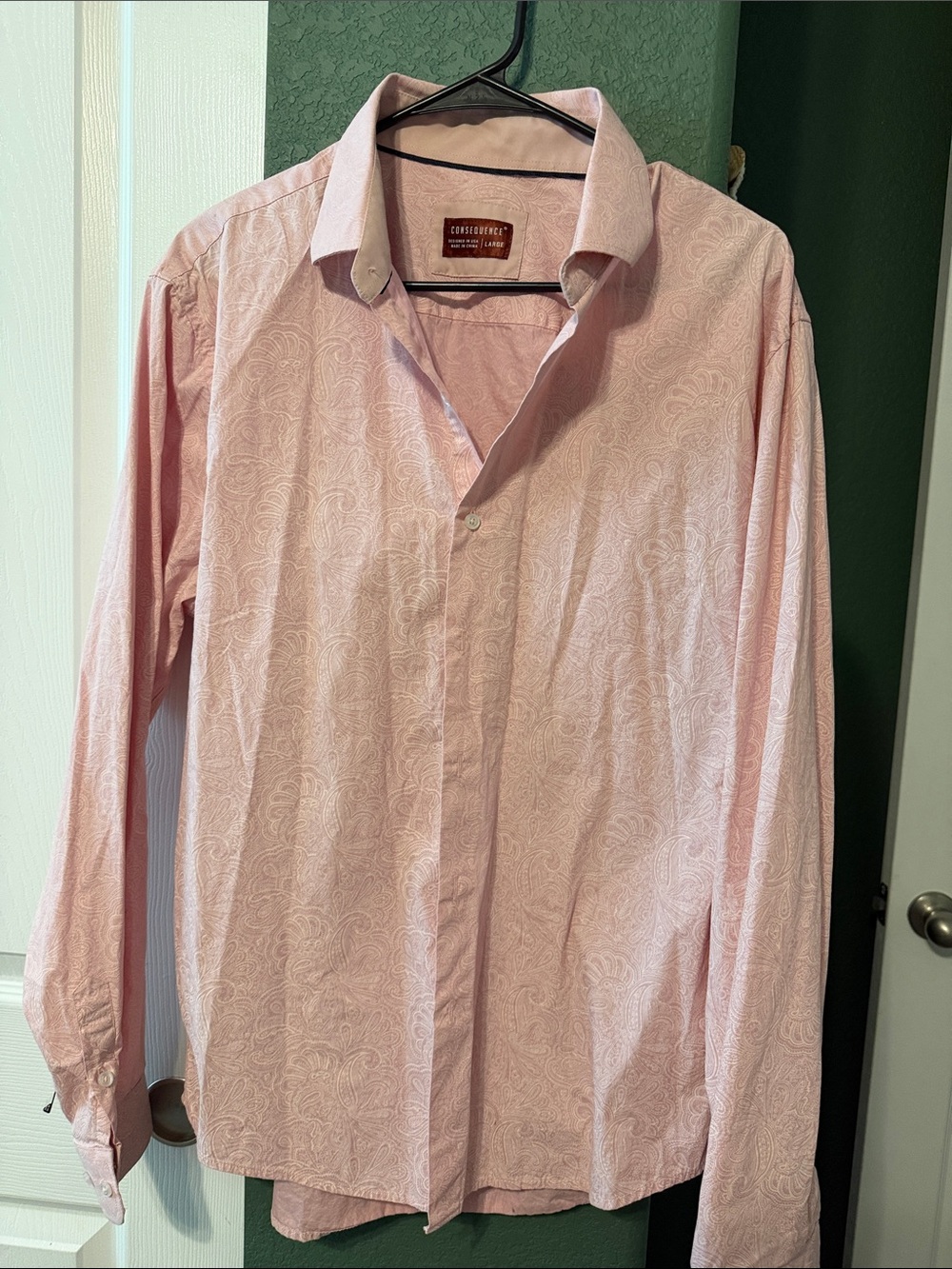 Consequence Light Pink Paisley Long Sleeve Dress Shirt